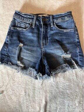 Flying Monkey High Rise Distressed Cutoff Denim Shorts Size 24 (2186)
